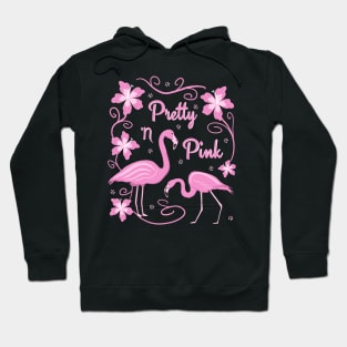 Pink Flamingos with Tropical Flower Decorations Hoodie